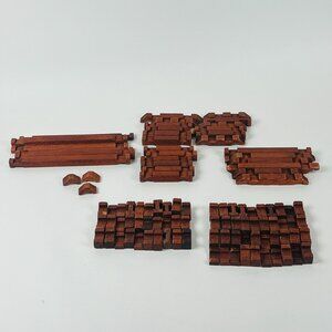 Wooden Building Blocks 96 pc Mixed Interlocking Pieces Creative Build Set